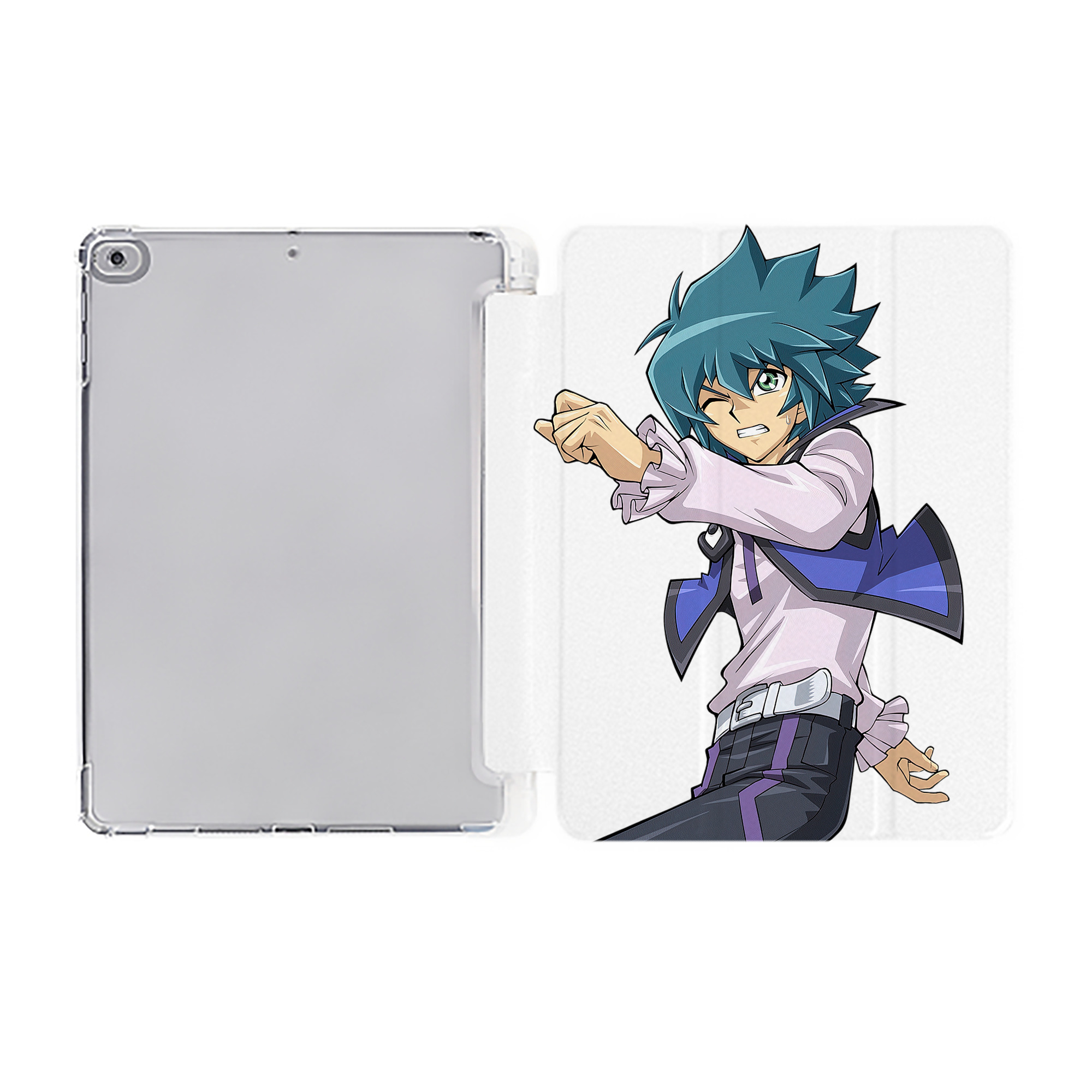 （画像用） 遊☆戯☆王 Yu-Gi-Oh! IPad ケース ペン収納付き 三つ折りスタンド PUレザー×シリコン 対応機種9.5/10.5/10.9インチ